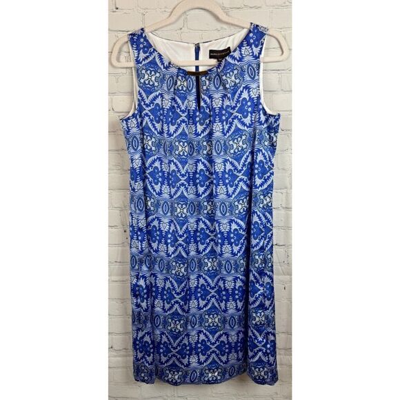 DANA BUCHMAN blue white sleeveless bodycon sheath lined dress size M NWT - Picture 1 of 11